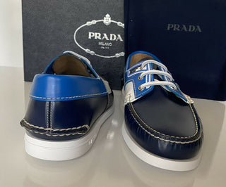 NIB $ 970 PRADA Milano Herren-Bootsschuhe aus blauem Leder 10 US (Prada 9) 2EG270 Italien
