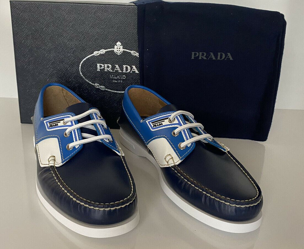 NIB $ 970 PRADA Milano Herren-Bootsschuhe aus blauem Leder 9 US (Prada 8) 2EG270 Italien 
