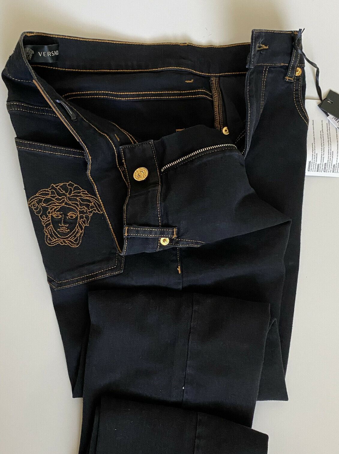 NWT $450 Versace Men's Denim Black Jeans Size 33 US A84998S Made in Italy