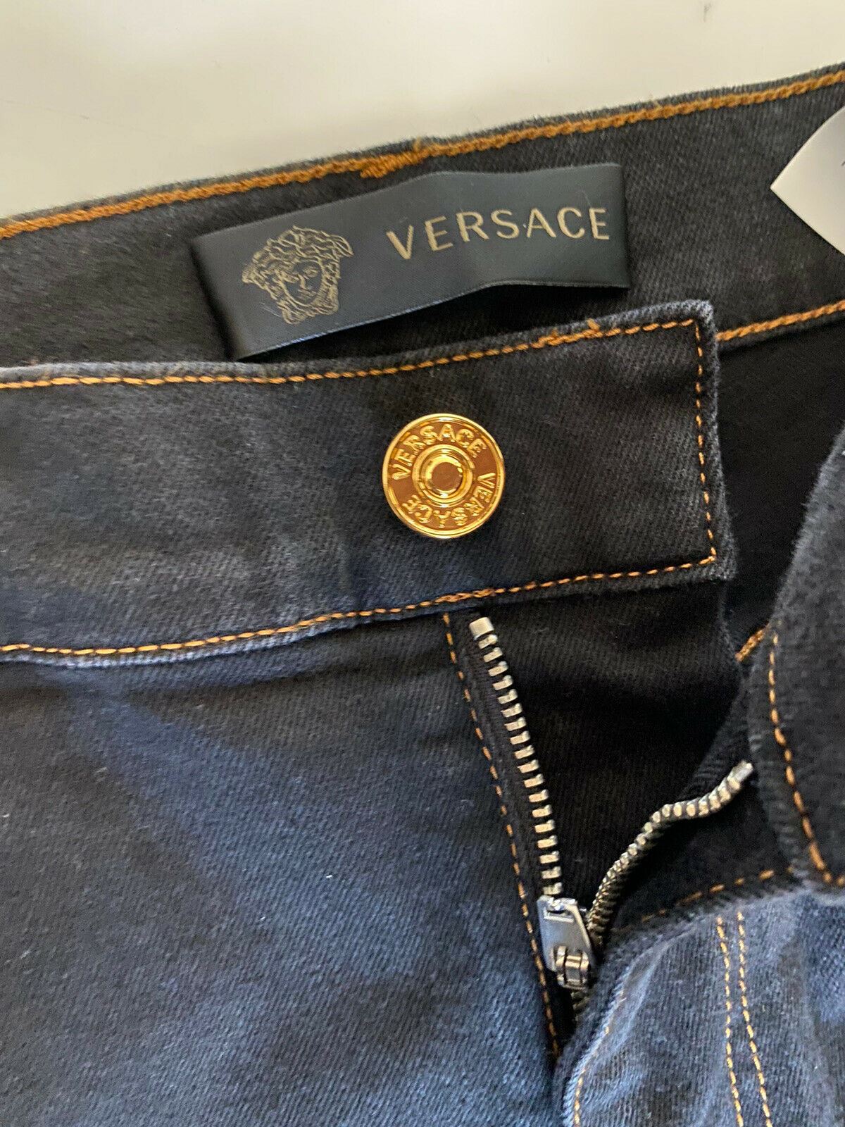 NWT $450 Versace Men's Denim Black Jeans Size 33 US A84998S Made in Italy