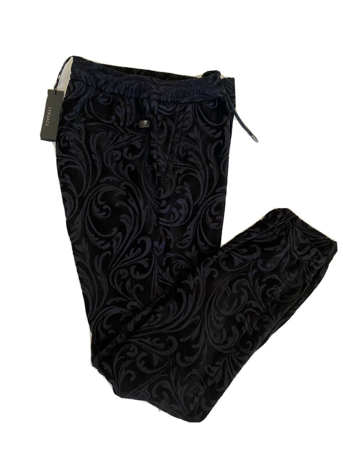 Neu mit Etikett: 975 $ Versace Schwarze Activewear-Hose für Herren, Größe M, hergestellt in Italien A79524