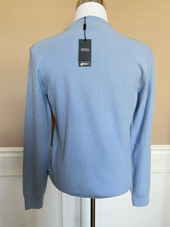 Neu mit Etikett: 178 $ BOSS Hugo Boss Herren-Pullover in Hellblau mit Rundhalsausschnitt, Größe M
