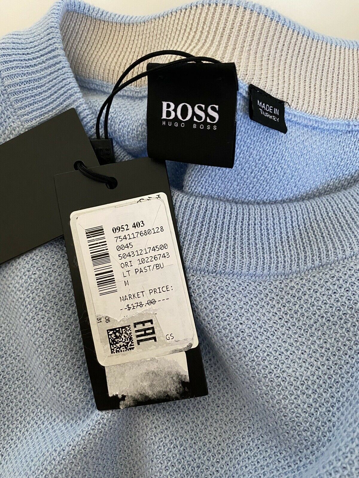 Neu mit Etikett: 178 $ BOSS Hugo Boss Herren-Pullover in Hellblau mit Rundhalsausschnitt, Größe M