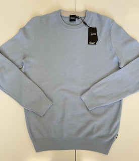 Neu mit Etikett: 178 $ BOSS Hugo Boss Herren-Pullover in Hellblau mit Rundhalsausschnitt, Größe M
