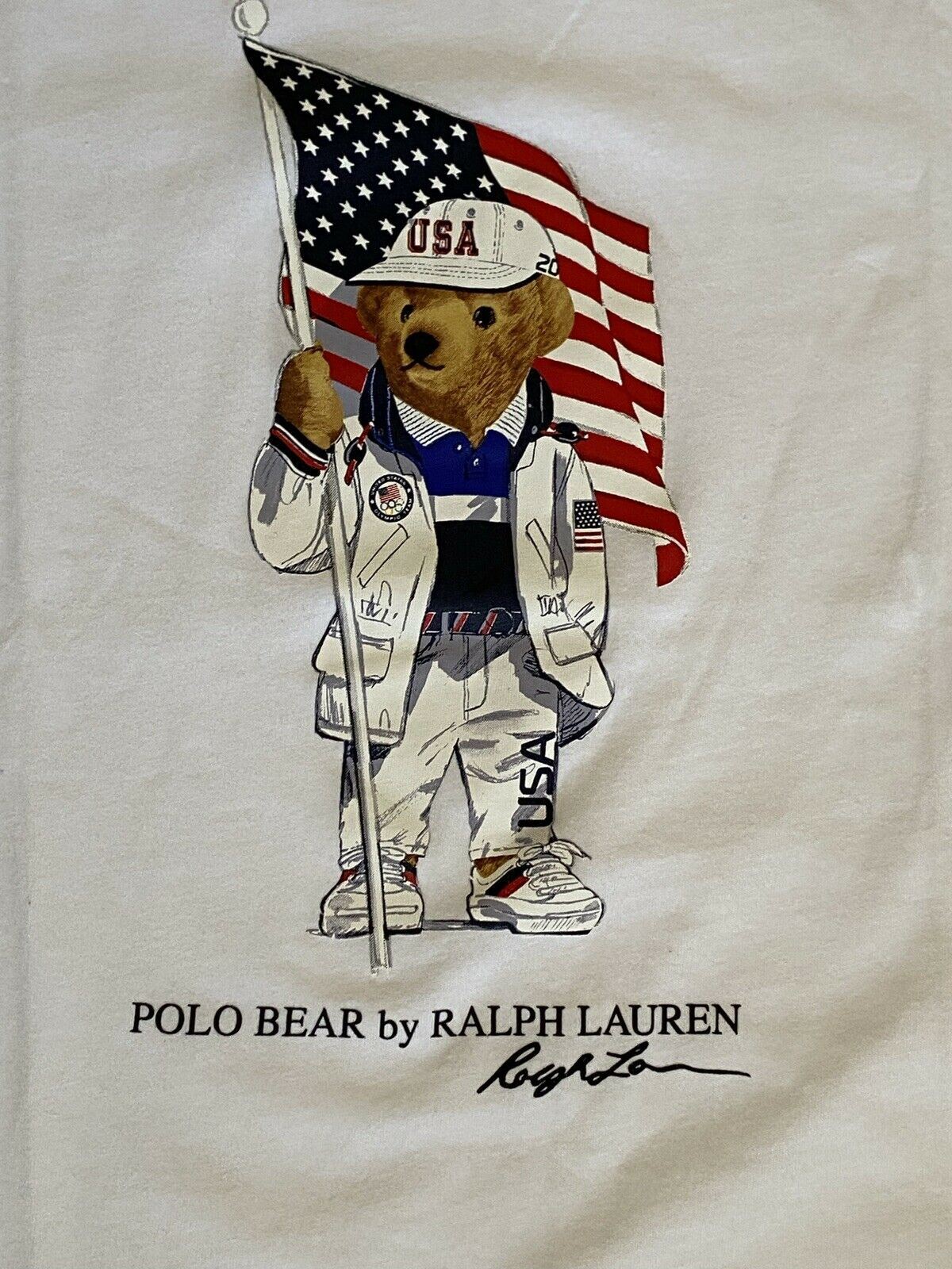 Neu mit Etikett: 35 $ Polo Ralph Lauren Boys Bear Olympic Team USA T-Shirt L (14-16)