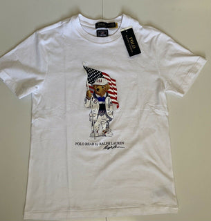 Neu mit Etikett: 35 $ Polo Ralph Lauren Boys Bear Olympic Team USA T-Shirt L (14-16)