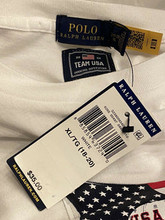 Neu mit Etikett: 35 $ Polo Ralph Lauren Jungen-T-Shirt Bear Olympic Team USA XL (18–20)
