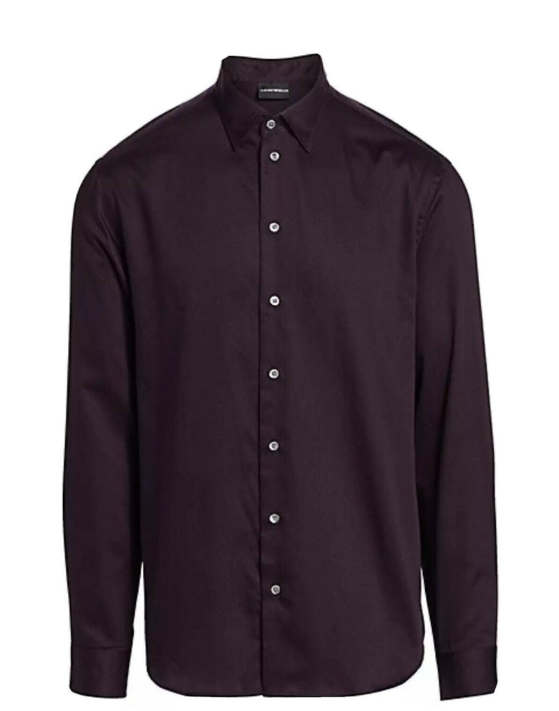 Neu mit Etikett: 275 $ Emporio Armani Herren-Hemd mit Mini-Karomuster in Lila XL