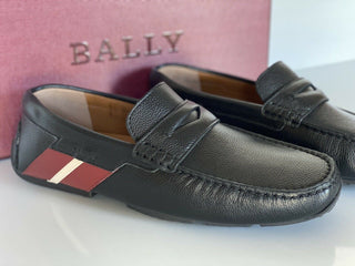 NIB Bally Herren Loafers aus genarbtem Rindsleder, Schwarz, 8 US IT 6233869 