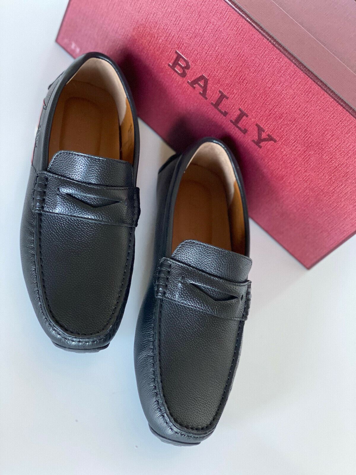 NIB Bally Mens Bovine Grained Leather Driver Loafers Shoes Black 8 US IT 6233869