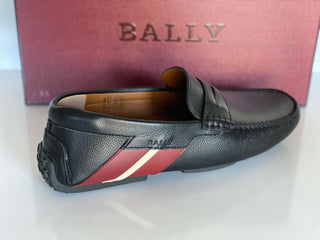 NIB Bally Herren Loafers aus genarbtem Rindsleder, Schwarz, 8 US IT 6233869 