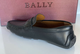 NIB Bally Herren Loafers aus genarbtem Rindsleder, Schwarz, 8 US IT 6233869 
