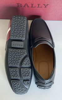 NIB Bally Herren Loafers aus genarbtem Rindsleder, Schwarz, 8 US IT 6233869 