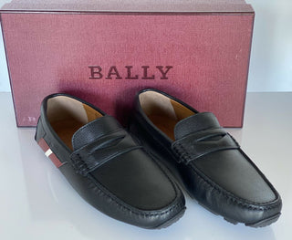 NIB Bally Herren Loafers aus genarbtem Rindsleder, Schwarz, 8,5 US 6233869 