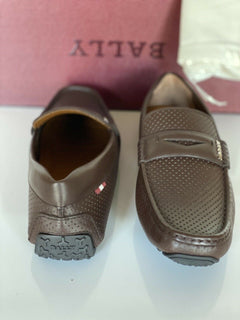 NIB Bally Herren-Loafer aus perforiertem Kalbsleder, Kokosnuss, 8,5 US IT 6231354 
