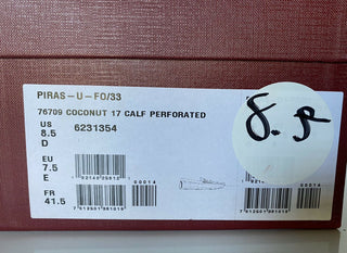 NIB Bally Herren-Loafer aus perforiertem Kalbsleder, Kokosnuss, 8,5 US IT 6231354 