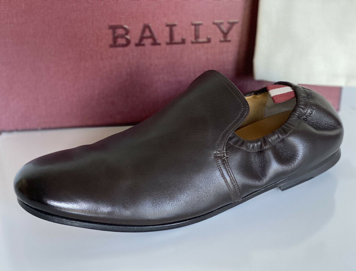 NIB Bally Mens Planker Calf Leather Loafers Coffee 8 US Switzerland 6231386