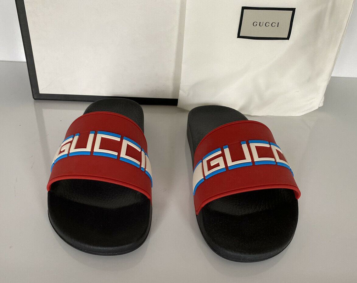 NIB Gucci Mens Rubber St Nastro Black/Red Sandals 7.5 US (Gucci 8) Italy 522884