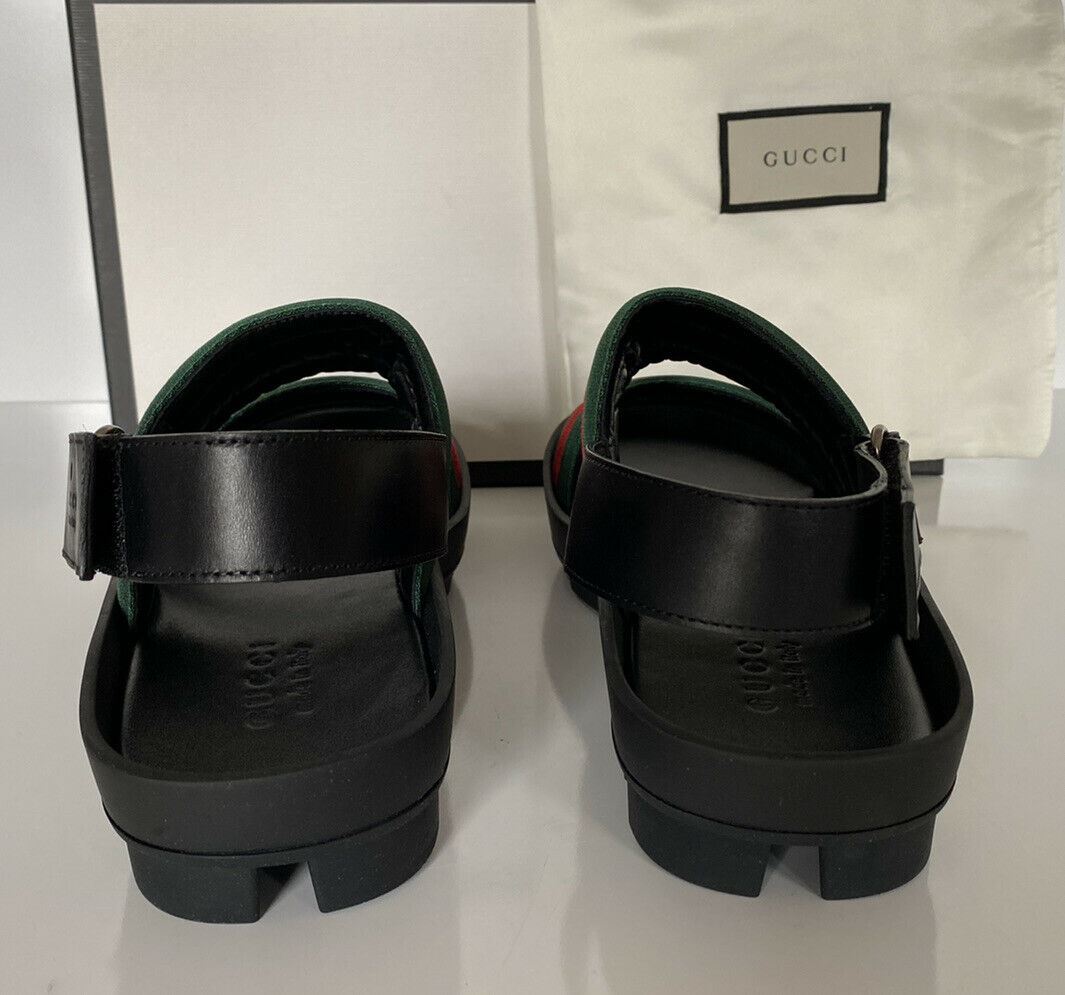 NIB Gucci Mens Cirano Web Logo Nylon/Leather Sandals 8.5 US (Gucci 8) IT 428578