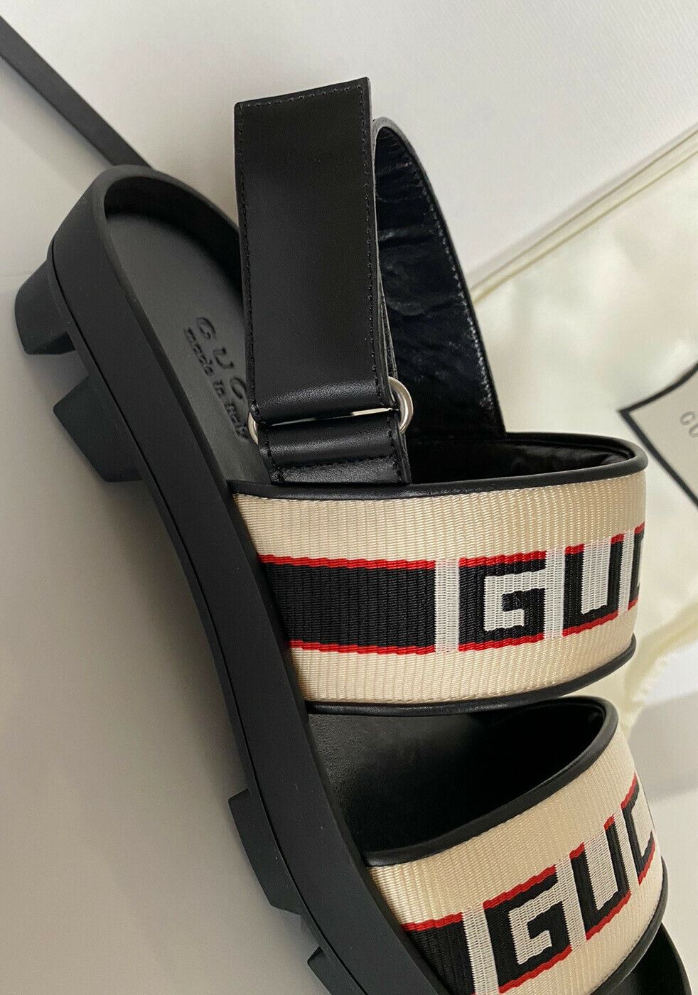 NIB Gucci Мужские черные/белые сандалии из парусины/кожи 10 США (Gucci 9.5), Италия 523769 