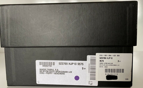 NIB Gucci Mens Black/White Canvas/Leather Sandals 10 US (Gucci 9.5) Italy 523769