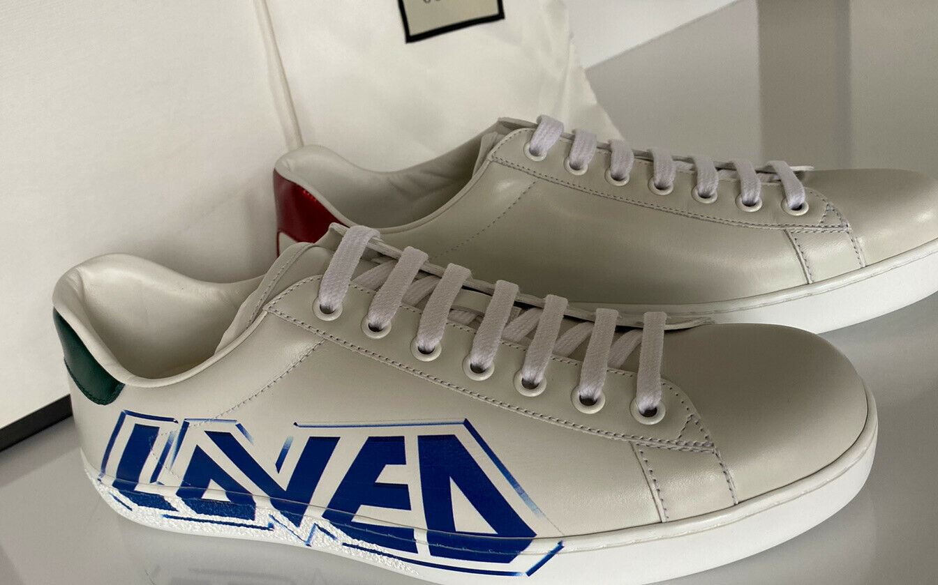 NIB Gucci Ace Loved Herren-Sneaker aus weißem Leder, 7,5 US (Gucci 7) IT 548758 