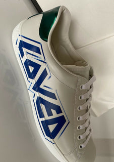 NIB Gucci Ace Loved Herren-Sneaker aus weißem Leder, 7,5 US (Gucci 7) IT 548758 
