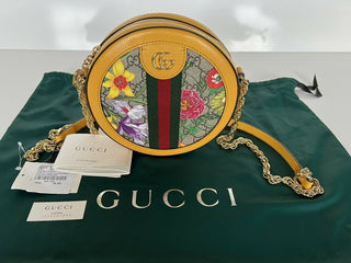 Neu mit Etikett: Gucci Ophidia GG Flora Runde Umhängetasche 550618 92YAC Hergestellt in Italien
