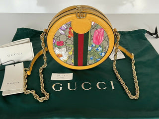 Neu mit Etikett: Gucci Ophidia GG Flora Runde Umhängetasche 550618 92YAC Hergestellt in Italien