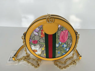 Neu mit Etikett: Gucci Ophidia GG Flora Runde Umhängetasche 550618 92YAC Hergestellt in Italien