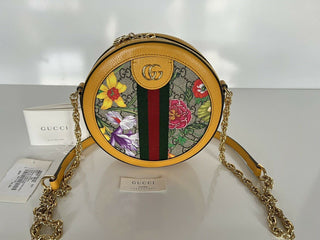 Neu mit Etikett: Gucci Ophidia GG Flora Runde Umhängetasche 550618 92YAC Hergestellt in Italien