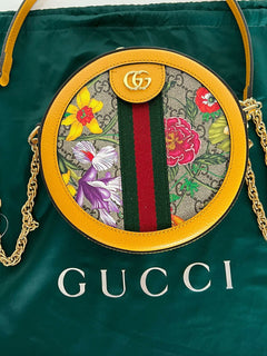 Neu mit Etikett: Gucci Ophidia GG Flora Runde Umhängetasche 550618 92YAC Hergestellt in Italien