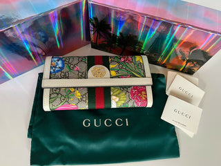 Neu mit Etikett: Gucci Ophidia Flora GG Floral Damen-Kontinentalbrieftasche IT 523153 