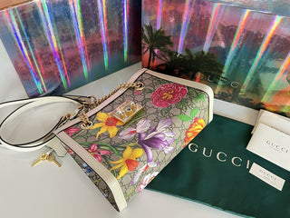 Neu mit Etikett: GUCCI GG Ophidia Flora Web Padlock Kleine Umhängetasche Italien 498156