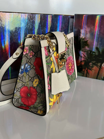 Neu mit Etikett: GUCCI GG Ophidia Flora Web Padlock Kleine Umhängetasche Italien 498156