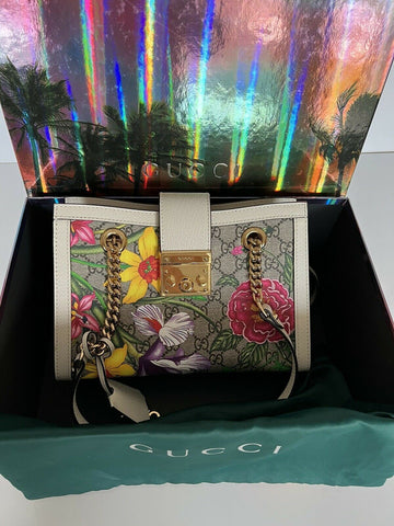 Neu mit Etikett: GUCCI GG Ophidia Flora Web Padlock Kleine Umhängetasche Italien 498156