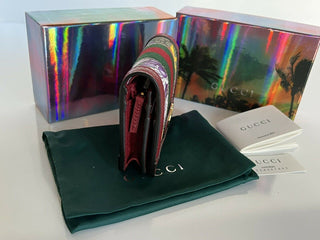 Neu mit Etikett: Gucci GG Ophidia Red Supreme Bifold-Geldbörse aus beschichtetem Canvas mit Blumenmuster 523155 