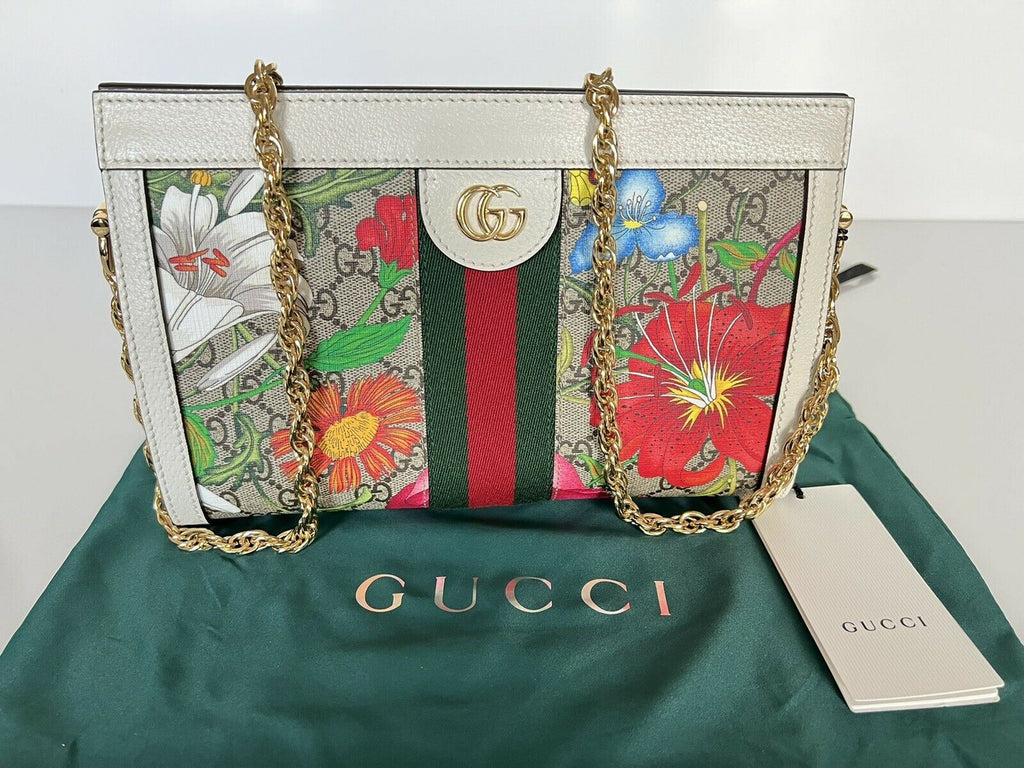 Neu mit Etikett: GUCCI GG Supreme Flora Web Kleine Ophidia-Kettenumhängetasche Italien 503877 