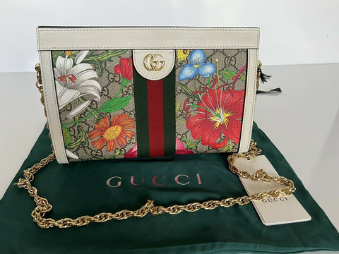 NWT GUCCI GG Supreme Flora Web Маленькая сумка на плечо с цепочкой Ophidia Италия 503877 