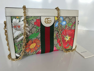 Neu mit Etikett: GUCCI GG Supreme Flora Web Kleine Ophidia-Kettenumhängetasche Italien 503877 