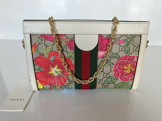 Neu mit Etikett: GUCCI GG Supreme Flora Web Kleine Ophidia-Kettenumhängetasche Italien 503877 