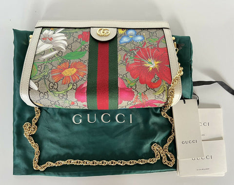 NWT GUCCI GG Supreme Flora Web Маленькая сумка на плечо с цепочкой Ophidia Италия 503877 
