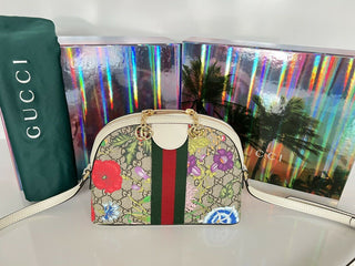 Neu mit Etikett: GUCCI GG Ophidia Flora Web Kleine weiße Umhängetasche Italien 499621 