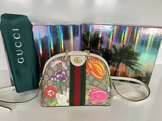 Neu mit Etikett: GUCCI GG Ophidia Flora Web Kleine weiße Umhängetasche Italien 499621 