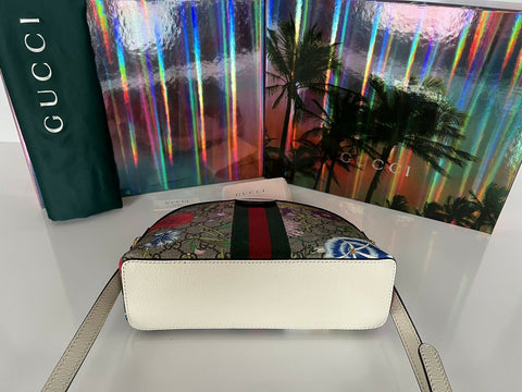 Neu mit Etikett: GUCCI GG Ophidia Flora Web Kleine weiße Umhängetasche Italien 499621 