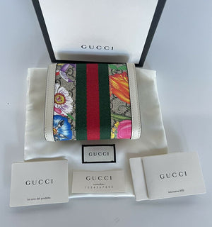 Neu mit Etikett: Gucci GG Ophidia Supreme Bifold-Geldbörse aus beschichtetem weißem Canvas mit Blumenmuster 598662 