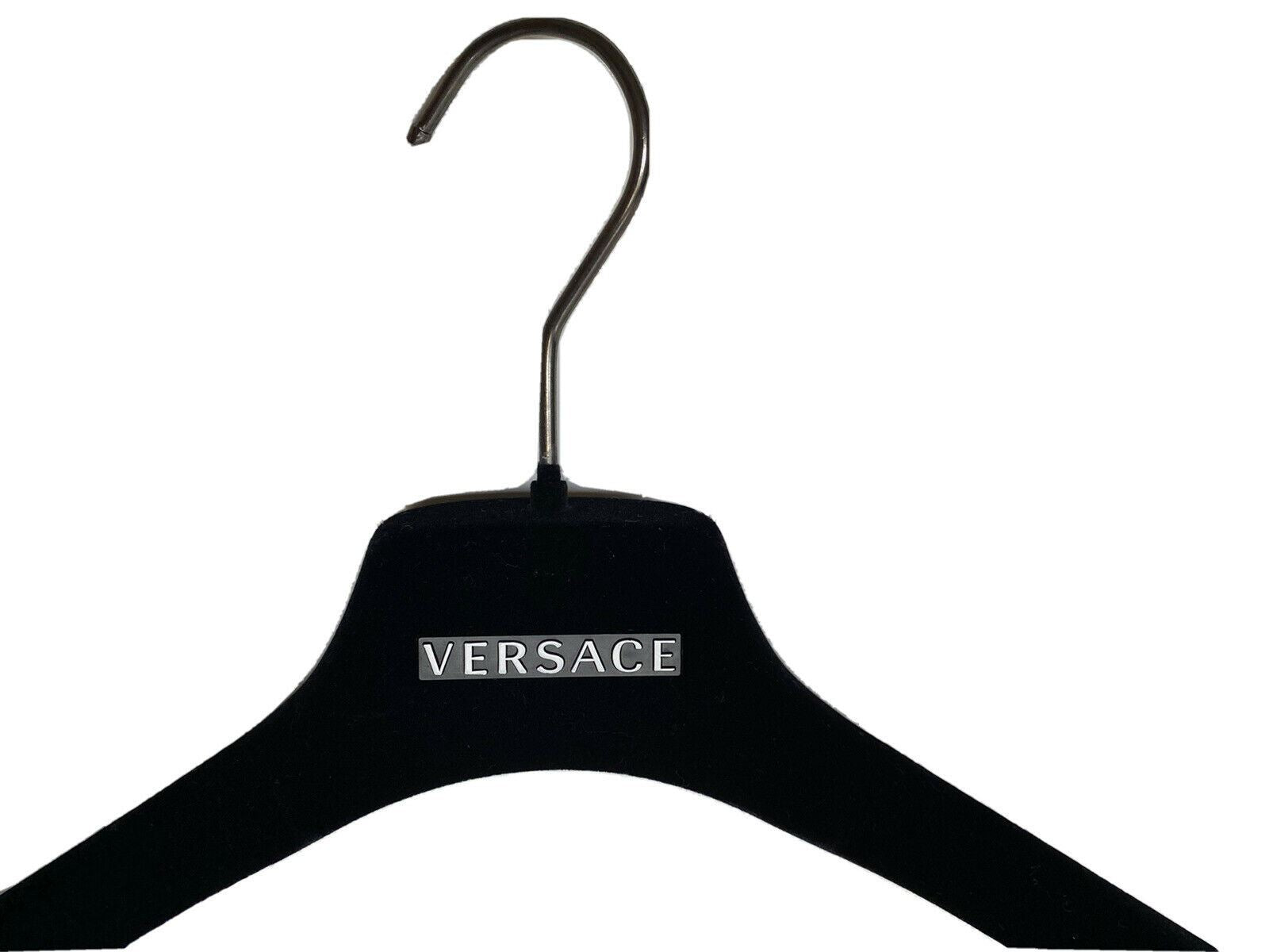 VERSACE Blazer-Pullover-Kleiderbügel aus schwarzem Samt mit silberner Hardware, 15" x 7" 