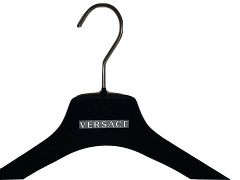 VERSACE Black Velvet Blazer Sweater Dress Hangers with Silver Hardware 15" x 7"