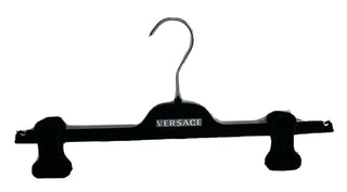 VERSACE Hosenbügel aus schwarzem Samt, 14,5 Zoll, mit silbernen Beschlägen, 14,5 x 3,5 