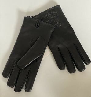 Neu mit Etikett: 565 $ Gucci Herren-Leder-Tiger-Handschuhe, Schwarz, Größe 9, hergestellt in Italien 